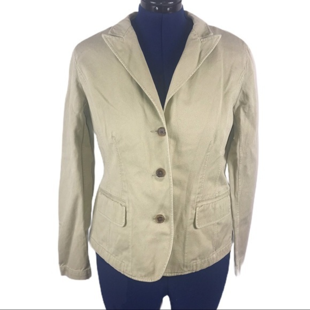 Lands End 12 khaki tan corduroy 100% baumwolle 3 button retro blazer